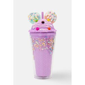 Purple 3D Cookie Ice Cream Sprinkle Cup 16oz Cold Beverage Straw & Lid Tumbler.